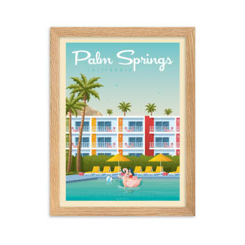 Affiche Palm Springs Saguaro Hotel avec Cadre (Bois) 30x40 cm