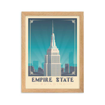 Affiche New York Empire State Building avec Cadre (Bois) 30x40 cm