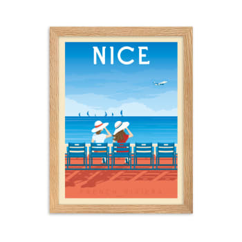 Affiche Nice French Riviera France avec Cadre (Bois) 30x40 cm