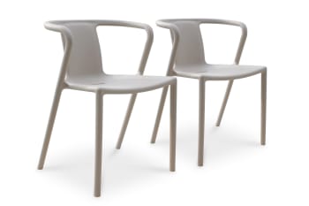 Diego - Lot de 2 fauteuils de jardin empilables en polypropylène sable
