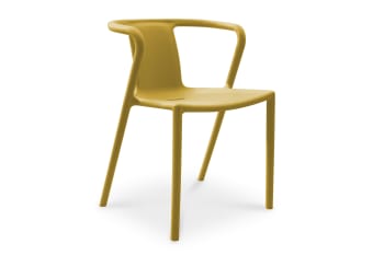 Diego - Fauteuil de jardin empilable en polypropylène jaune moutarde