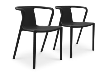 Diego - Lot de 2 fauteuils de jardin empilables en polypropylène noir