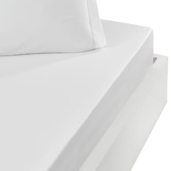 Opera - Drap housse satin coton-tencel 200f bonnet 40 cm Blanc 160x200 cm