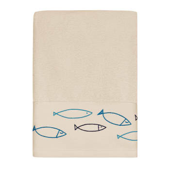 Ocean fish - Drap de bain en coton Blanc Cassé 70x140 cm