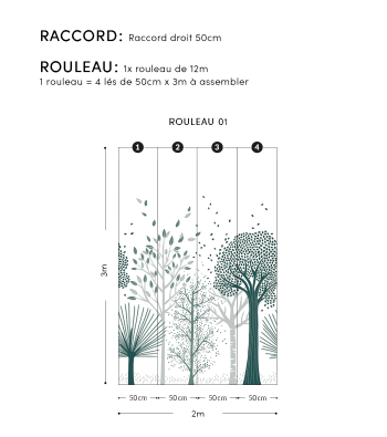papier peint panoramique forêt, 2 m x 2,48 m
