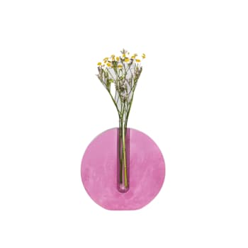 Vase, soliflore en béton coloré rose. Pièce unique