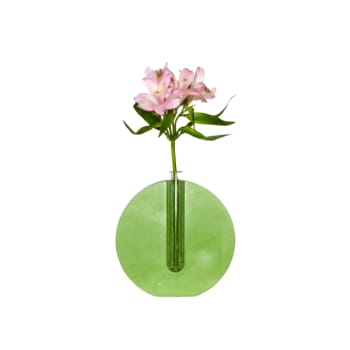 Vase, soliflore en béton coloré vert. Pièce unique
