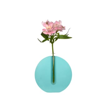 Vase, soliflore en béton coloré turquoise. Pièce unique