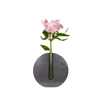 Vase, soliflore en béton coloré anthracite. Pièce unique