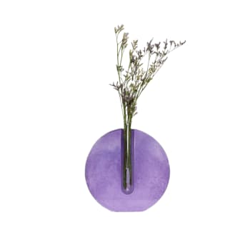 Vase, soliflore en béton coloré lilas. Pièce unique