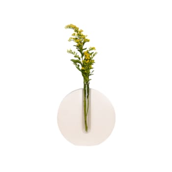 Vase, soliflore en béton coloré beige. Pièce unique