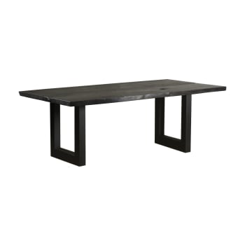 Tenere - Table en bois d'acacia brûlé noir et pieds en métal 6 places