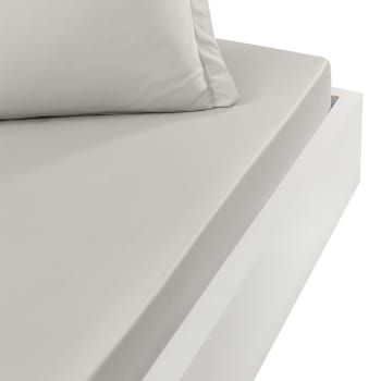 Soft percale - Drap housse percale coton pour lit articulé Gris Perle 160x200 cm