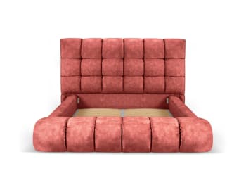 Carter - Lit avec tête de lit 160x200cm en tissu velours rose