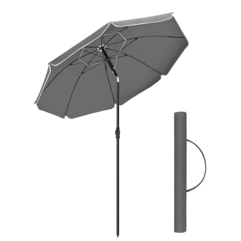 Parasol de 200 cm hauteur réglable avec sac de transport gris