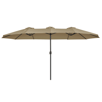 Parasol double 460 x 270 cm ombrelle protection upf 50+ taupe