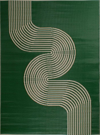 Capri - Tapis extérieur réversible motif vague - Vert - 150x220 cm