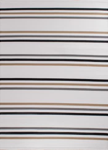 Capri - Tapis extérieur réversible motif rayures - Noir - 180x280 cm