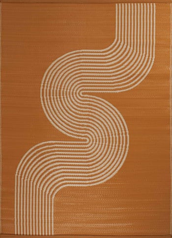 Capri - Tapis extérieur réversible motif vague - Terracotta - 150x220 cm