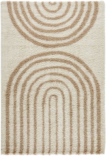 Olympe - Tapis shaggy à poils long à motif arc - Beige - 120x160 cm