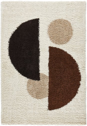 Palerme - Tapis shaggy à poils long à motif géométrique - Marron - 120x160 cm