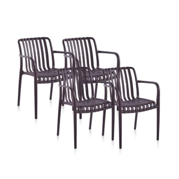Pack 4 sillas de exterior jamie arm , marrón, 57,5 x 81 x 55,5