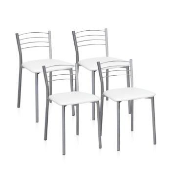 Pack 4 sillas de cocina chef-s pvc, gris, 41 x 63 x 40