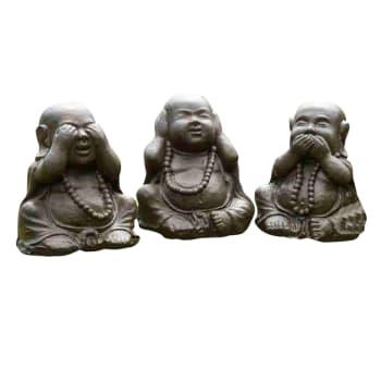 Statues de bouddha sagesse patiné brun antique 40 cm