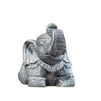 Estatua elefante sentado 40 cm gris envejecido