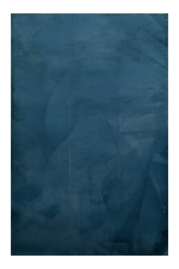 Vita - Tapis effet peau de lapin doux tufté bleu pour salon, chambre 130x190
