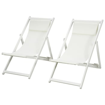 Outsunny - Set 2 sedie sdraio pieghevoli in alluminio 96.5x58x91.5cm