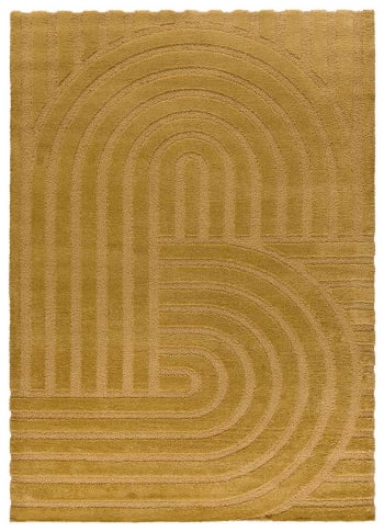 Snowy - Tapis géométrique de style scandinave avec relief moutarde 160x230 cm