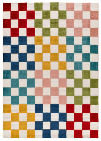 Mila - Tapis géométrique à relief extérieur-intérieur multicolore 80x150 cm
