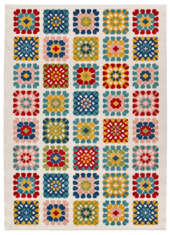 Mila - Tappeto geometrico esterno/interno con rilievo multicolore 160x230 cm