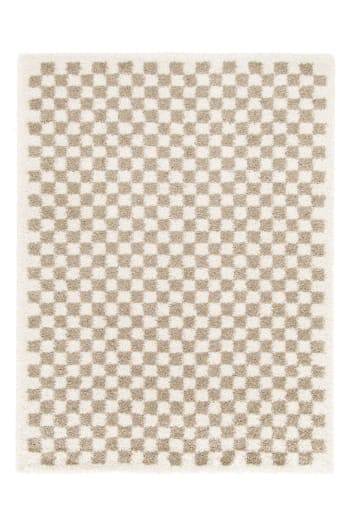 Checkers - Tapis à poil haut doux et confortable beige 80  x 150