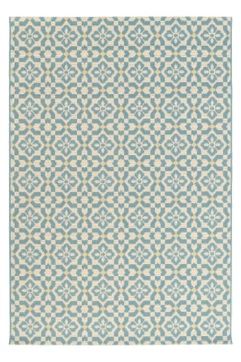 Azulejos - Tapis graphique intérieur exterieur bleu 160  x 230
