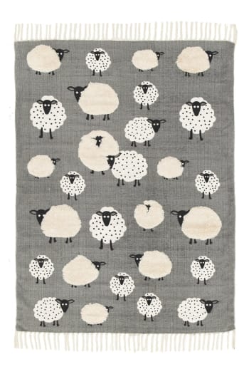 Moutons - Tapis enfant en coton gris 120  x 170