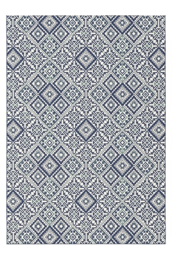 Nazare - Tapis graphique intérieur exterieur bleu 160  x 230