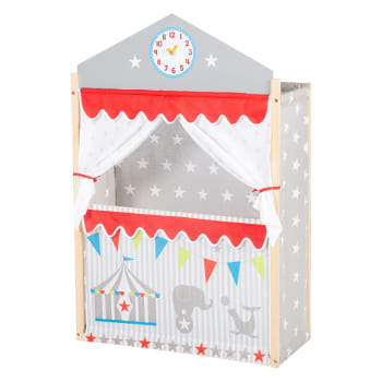 DQB Théâtre De Marionnettes Peppa Pig En Bois - 45x45cm - 5 Marionnettes à Doigt - Jeu Éducatif