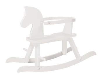 Cheval à bascule avec arceau de sécurité amovible en bois blanc