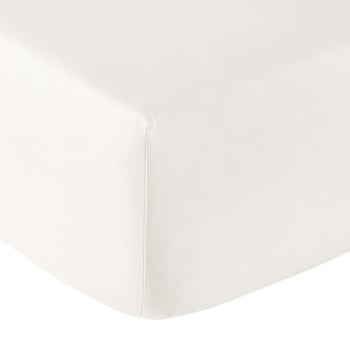 Vexin - Drap housse coton blanc doux 180x200 cm