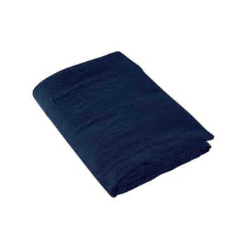 Lin lavé lina - Drap plat lin bleu de chine 270x310 cm