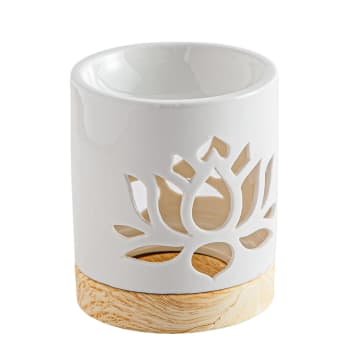 Nenuphar - Quemador de perfume de cerámica lacada blanca - h10,5 cm