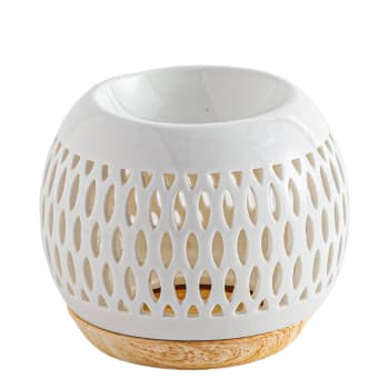Treillis - Quemador de perfume de cerámica de diseño blanco - h9,5 cm