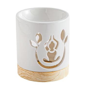 Yogi - Quemador de perfume de cerámica de diseño blanco - h10,5 cm