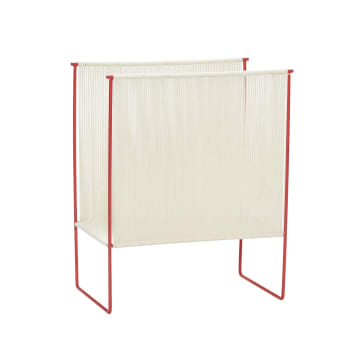 String - Porte-revues en coton et fer rouge et blanc