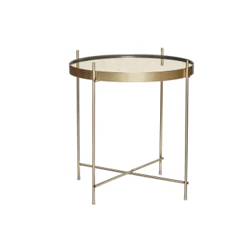 Reflect - Table d'appoint en verre et fer laiton