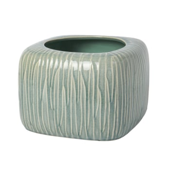 Reed - Cache-pot décoratif en céramique vert amande H18