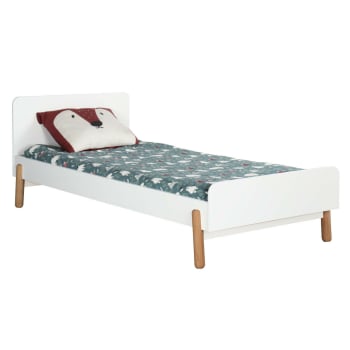 Gabby - Pack lit avec matelas bois massif blanc 90x190 cm