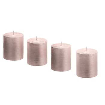 Stripes - Set de 4 bougies cylindriques roses H5